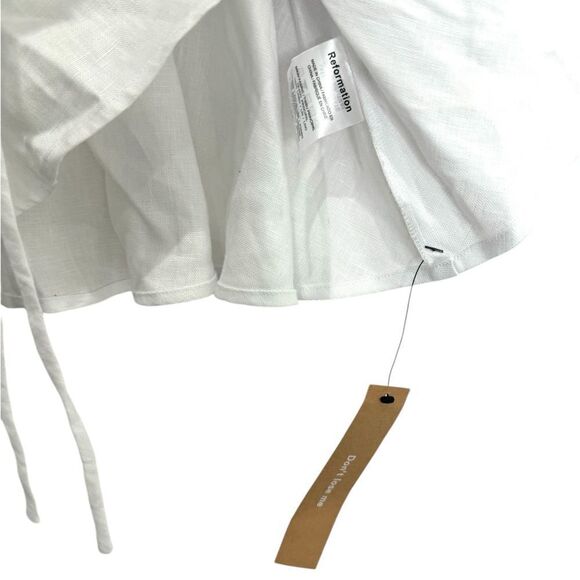 NWT Reformation Abigail White 100% Linen Puff Sleeve Prairie Blouse - Picture 8 of 10